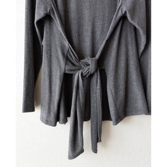 Charming Charlie Gray Tie Waist Cardigan | Size L Super Soft Open Front - Picture 7 of 9